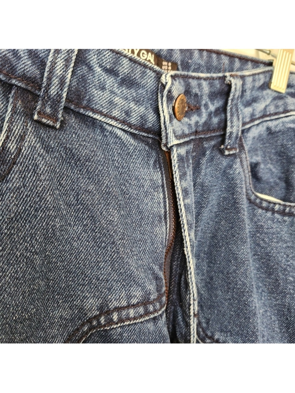 Nasty Gal Western Wide Leg High-Rise Denim Jeans - Dark Blue size 4 - Picture 5 of 9